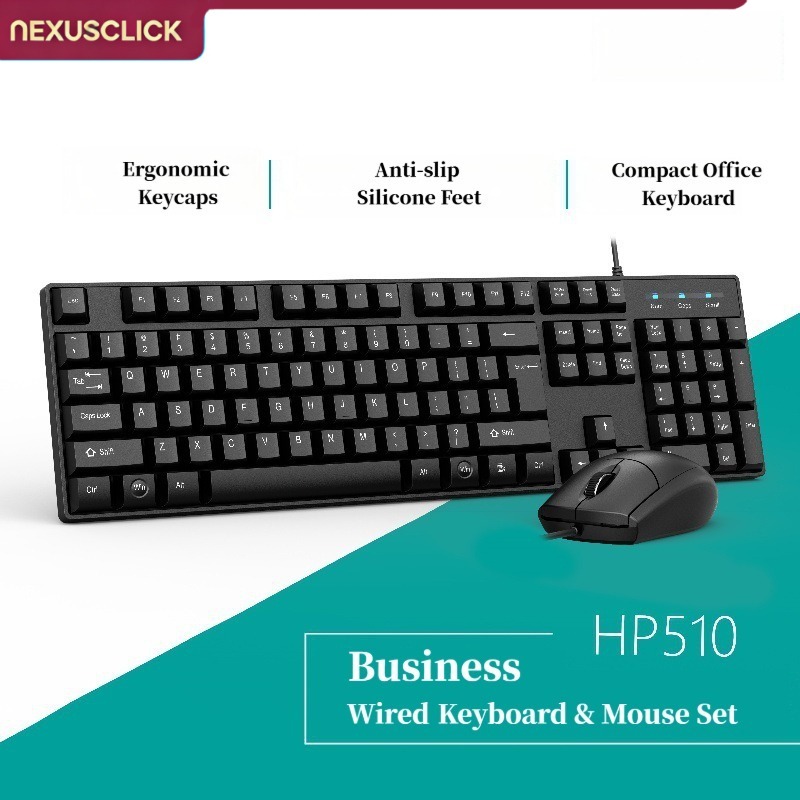Pc Gaming All In One - NexusClick Kabelgebundenes Desktop-Tastatur-Maus-Set, Langlebiges Komfortables Handgefühl