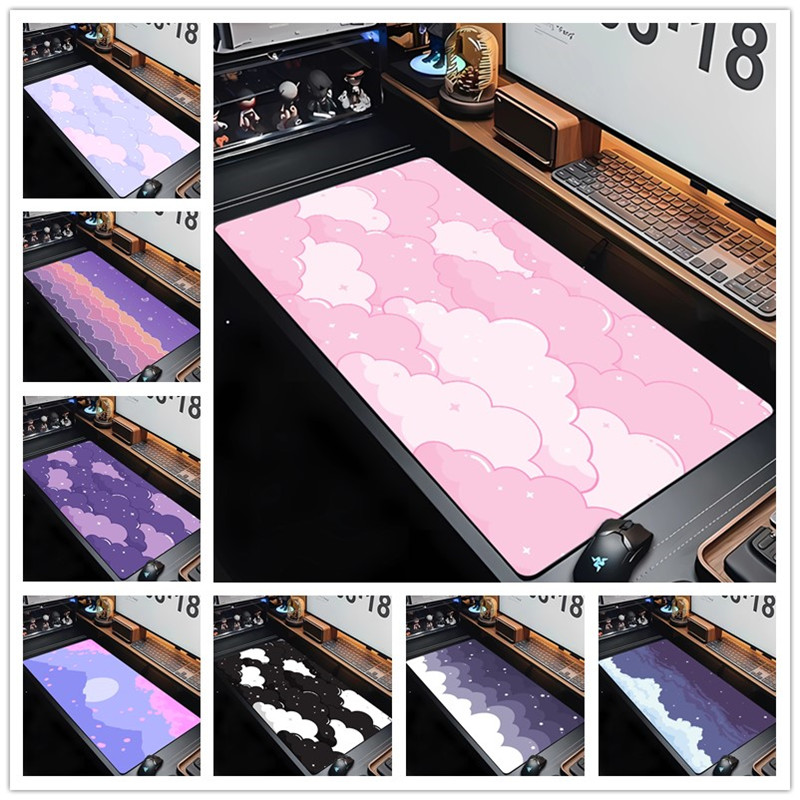 Pc Gaming Cloud Free - Pastellviolett-Rosa Mond-Wolken-Mauspad, Kawaii Ästhetik Himmel Rutschfeste