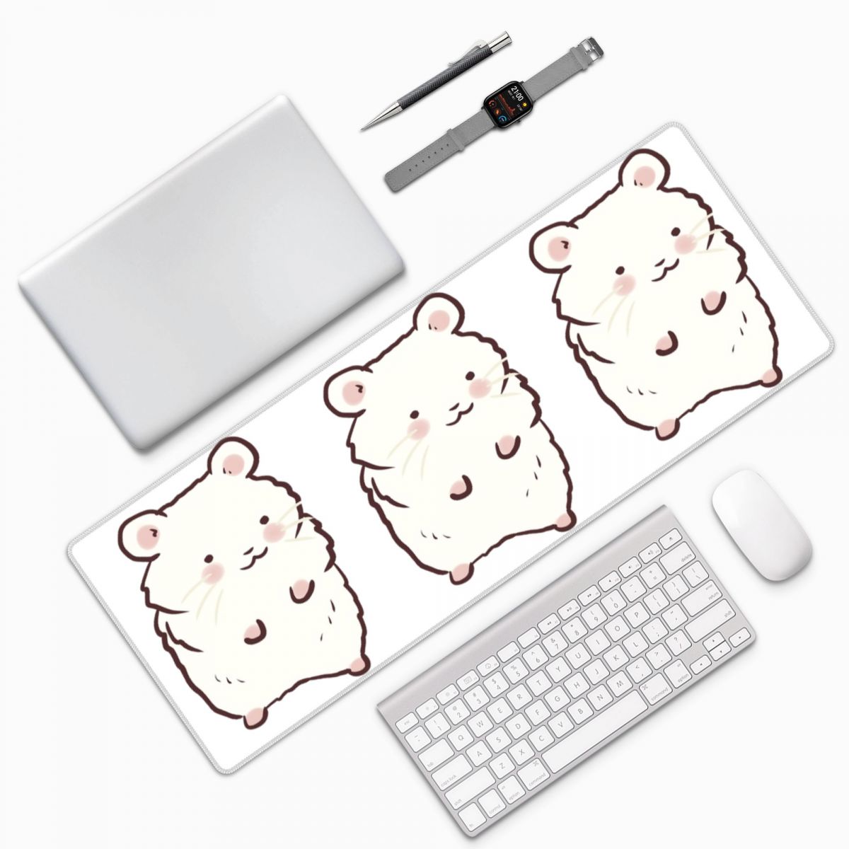 Pc Gaming Drawing - Niedliche Hamster-Zeichnung Große Mausunterlage Computer-Tastatur-Mausmatte Gaming-PC-Laptop-Schreibtischunterlage