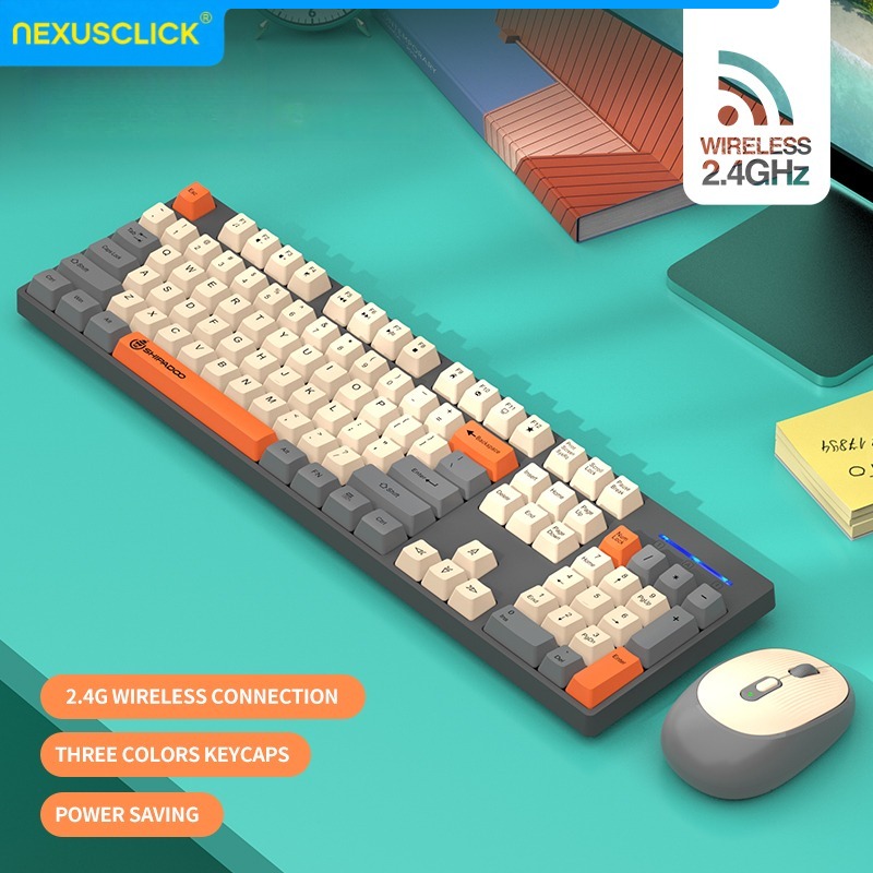Pc Gaming Komplett Set - NexusClick 2,4G Kabelloses Büro-Tastatur-Maus-Set, 104 Vollformatige