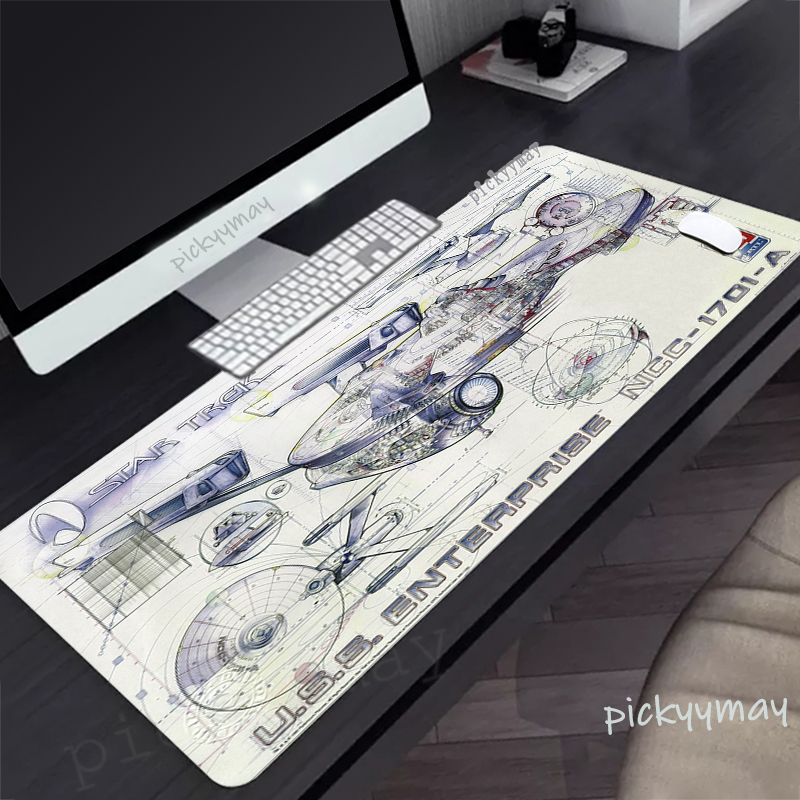 Pc Gaming Drawing - Große Gaming-Mauspads, Raumschiff, Zeichnungen, Mauspad, Computer-Mauspad,